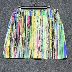Jamie Sadock Women's Golf Skort 10 Multi Color Abstract Stripe Side Zip 72308